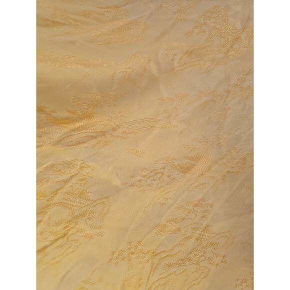 Yellow Embroidered Japanese Tree House Fringe Upright Piano Top Cover 62"x47" - Picture 5 of 7